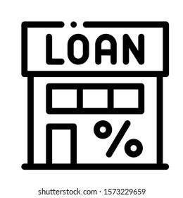 Loan Percent Building Icon Vector. Outline Loan Percent Building Sign. Isolated Contour Symbol Illustration