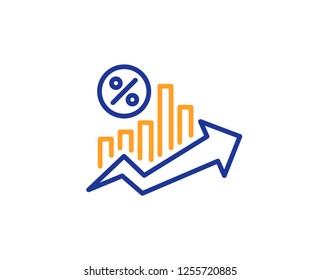 Loan percent growth chart line icon. Discount sign. Credit percentage symbol. Colorful outline concept. Blue and orange thin line color Loan percent icon. Vector