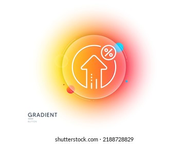 Loan percent growth line icon. Gradient blur button with glassmorphism. Discount sign. Credit percentage symbol. Transparent glass design. Loan percent line icon. Vector