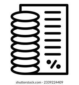 Darlehensprozentsatz-Symbol, Rahmenvektor. Zahlungsgeld. Erträge aus Verträgen