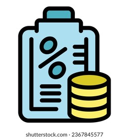 Loan percent icon outline vector. Credit lender. Local digital color flat