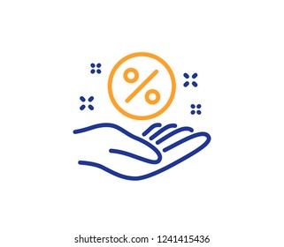 Loan percent line icon. Discount sign. Credit percentage symbol. Colorful outline concept. Blue and orange thin line color Loan percent icon. Vector