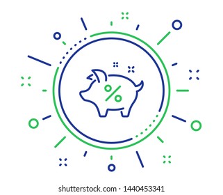 Loan percent line icon. Piggy bank sign. Credit percentage symbol. Quality design elements. Technology loan percent button. Editable stroke. Vector