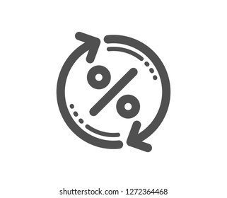 Loan percent update icon. Discount sign. Credit percentage rate symbol. Quality design element. Classic style icon. Vector