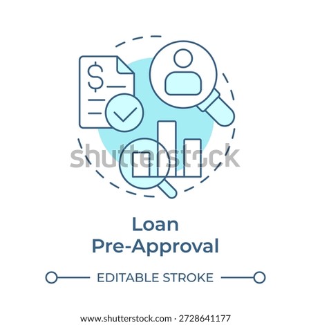 Loan pre-approval soft blue concept icon. Market intelligence, data analysis. Financial report. Round shape line illustration. Abstract idea. Graphic design. Easy to use in presentation, booklet