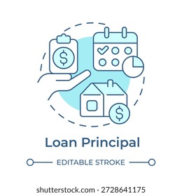 Loan principal soft blue concept icon. Financial management, real estate. Income statement. Round shape line illustration. Abstract idea. Graphic design. Easy to use in presentation, booklet
