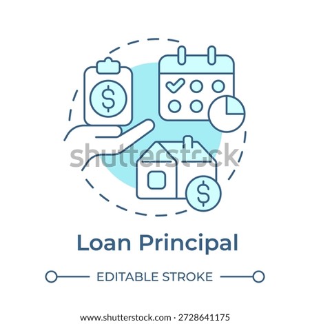Loan principal soft blue concept icon. Financial management, real estate. Income statement. Round shape line illustration. Abstract idea. Graphic design. Easy to use in presentation, booklet