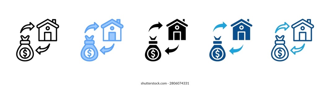 Loan Refinancing web icon with multiple style collection