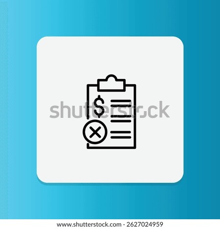 Loan rejection icon with X mark on document.
