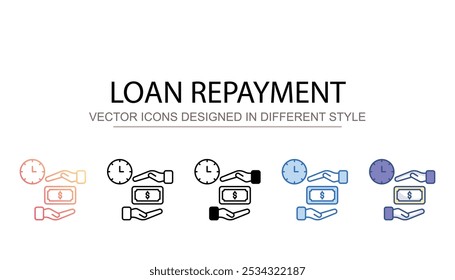 Diseño de icono de pago de préstamo con fondo blanco Ilustración de stock