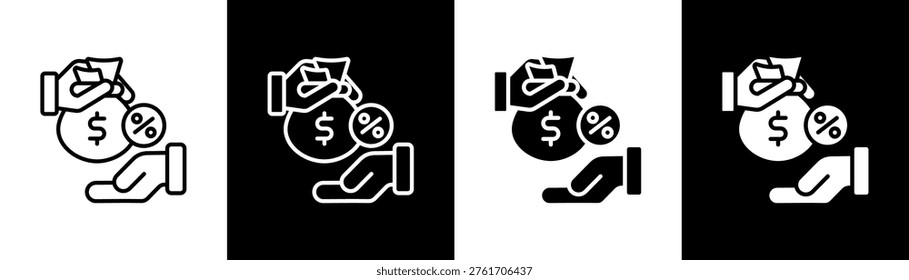 Loan Repayment Icon Of Line Black And White Style Vector Illustrationn