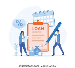 Loan restructuring concept. Credit refunding with reduced interest rate. flat vector modern illustration 