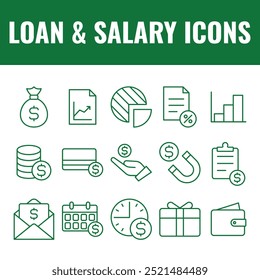 Loan and Salary icons set vector. loan icons vector. salaries income loan money vector icons.