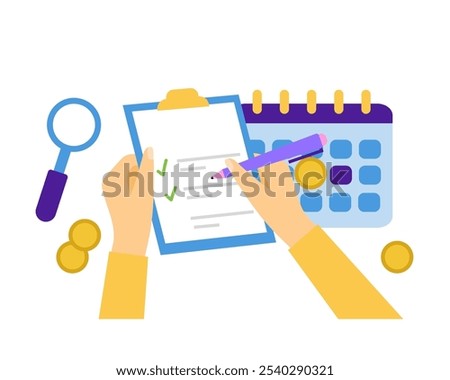 Loan schedule payments. Vector simple color flat illustration.