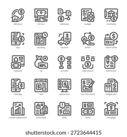 Loan Service Icon pack for your website, mobile, presentation, and logo design. Loan Service Icon outline design. Vector graphics illustration and editable stroke.