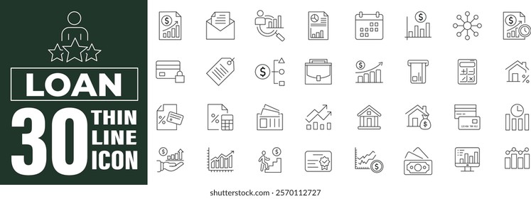 Loan set of web icons in line style. Loan and Credit linear icon collection.