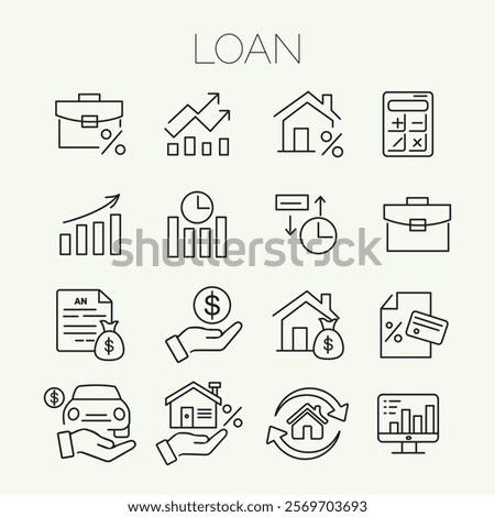 Loan set of web icons in line style. Loan and Credit linear icon collection.