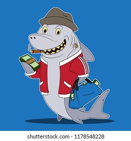 loan shark cartoon character ivecto llustration