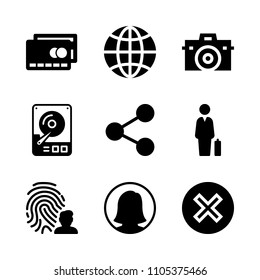 loan, square, biometric and space icons in Technology vector set. Graphics for web and design