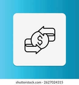  Icono de transferencia de préstamo con dos flechas y signos de dólar.