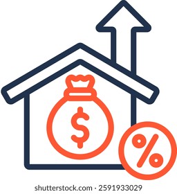 Loan To Value Icon Color Line Vector Illustration
