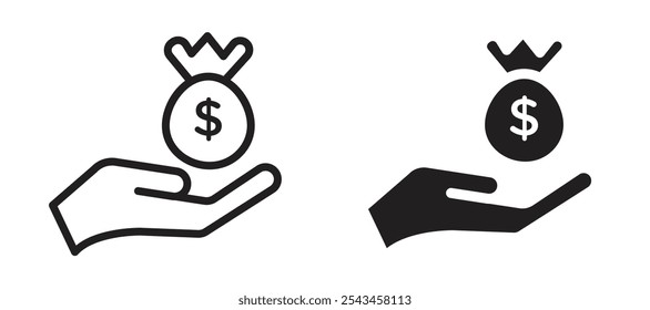 Loan vector icon set in black.