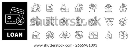 Loan vector icons in line style. Loan icons set. Outline loan icons