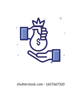 Ilustración del vector de préstamos. Esbozar Iconos de Crecimiento del Negocio e Inversión Llenados. Archivo EPS 10
