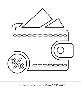 Loan Wallet Icon, Line Vector graphics