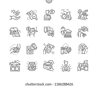Loan Well-crafted Pixel Perfect Vector Thin Line Icons 30 2x Grid for Web Graphics and Apps. Simple Minimal Pictogram