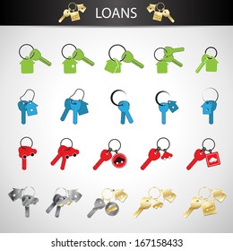 Loans Icons Set - Isolated On Gray Background - Vector Illustration, Graphic Design Editable For Your Design.