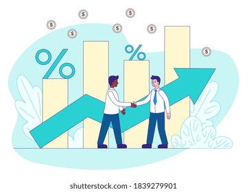 loans refinancing and changing interest rates abstract concept. Flat cartoon vector illustration.