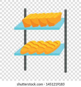 Loaves of bread on shelves icon. Cartoon illustration of bread on shelves vector icon for web