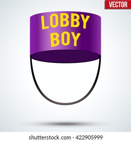 Lobby boy Hat. Hotel resort service symbol. Vector Illustration isolated on a white background. 