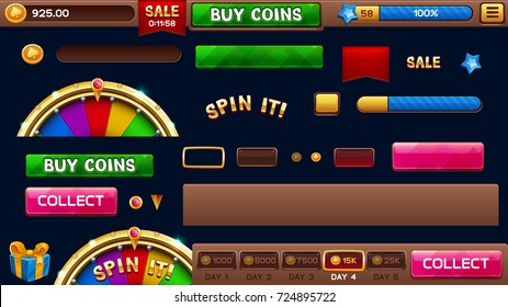 Lobby elements for slots games. Vector illustration