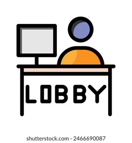 Lobby flat icon. Editable reception desk symbol. Vector Illustrations.