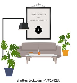 Lobby. Waiting Room. Flat Style Vector Illustration.