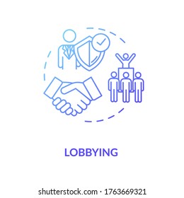 Lobbying Concept Icon. Social Interest Representation Idea Thin Line Illustration. Government Persuasion. Legislators Agreement. Vector Isolated Outline RGB Color Drawing