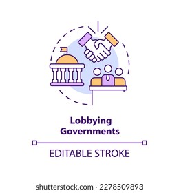 Lobbying governments concept icon. Organizations influence. Form of advocacy abstract idea thin line illustration. Isolated outline drawing. Editable stroke. Arial, Myriad Pro-Bold fonts used