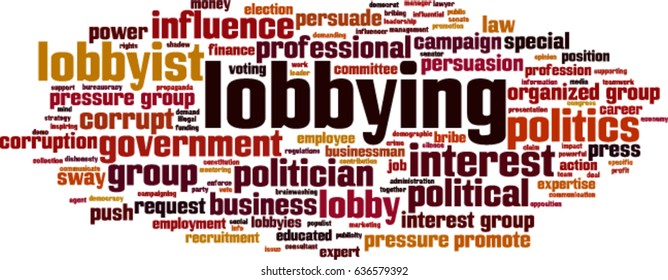 Lobbying word cloud concept. Vector illustration