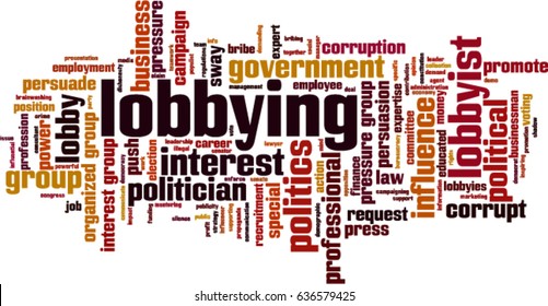 Lobbying word cloud concept. Vector illustration