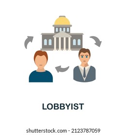 Lobbyist flat icon. Colored element sign from bussines profession collection. Flat Lobbyist icon sign for web design, infographics and more.