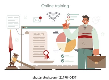 Lobbyist online service or platform. Professional pr specialist influencing the action of legislators. Submitions of petitions. Online training. Flat vector illustration