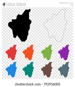Lobos Island high detailed map. Isolated black island outline. Vector illustration.