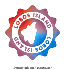 Lobos Island low poly logo. Colorful gradient travel logo in geometric style. Multicolored polygonal Lobos Island rounded sign with map for your infographics.