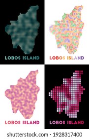 Lobos Island map. Collection of map of Lobos Island in dotted style. Vector illustration.