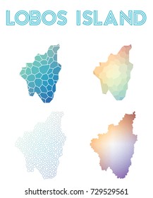 Lobos Island polygonal island map. Mosaic style maps collection. Bright abstract tessellation, geometric, low poly, modern design. Lobos Island polygonal maps for infographics or presentation.