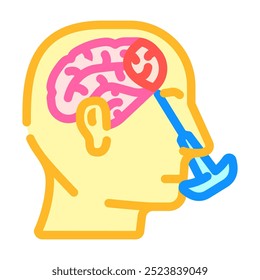 Icono de color de la cirugía de lobotomía. Signo de cirugía de lobotomía. Ilustración de Vector aislado