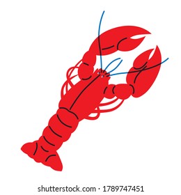 Lobster abstract vector. Cooking ingredients seafood hand drawing. Can be use for restaurants menu, cover, packaging.