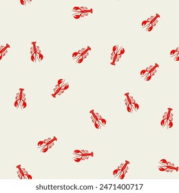 Lobster all over print pattern repeat. Seamless red lobsters sea backround. Summer trendy background